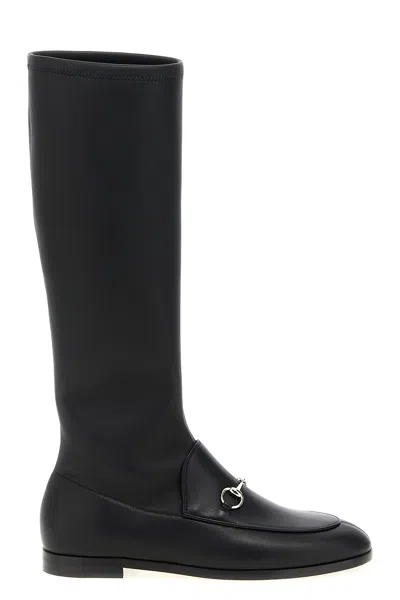 Gucci Ankle Boots With Flat Sole And Gold-tone Hardware In Black