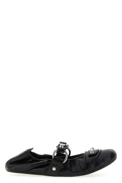 Balenciaga City Nappa Leather Ballet Flats In Black