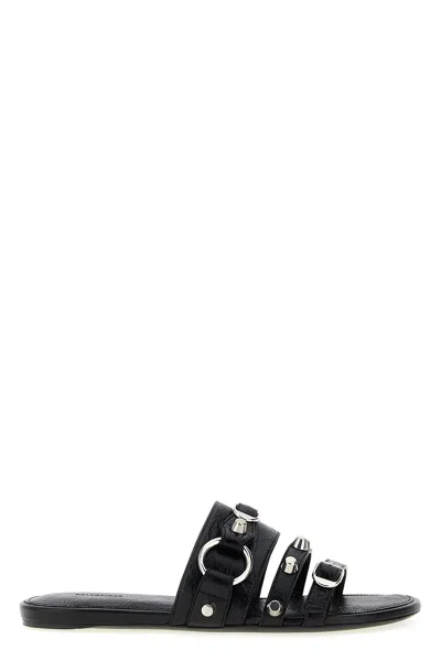 Balenciaga City Flat Sandals In Black