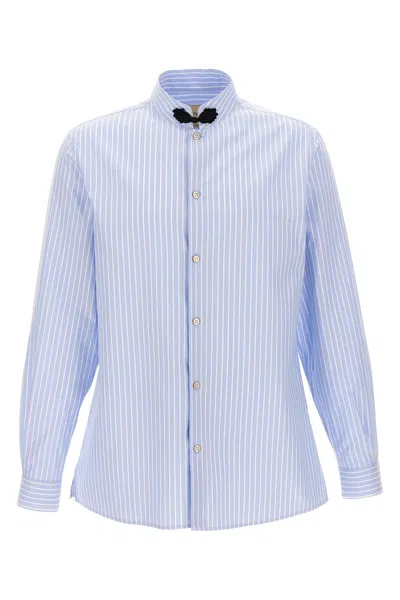 Valentino Cotton Oxford Shirt With Toggle In Blue