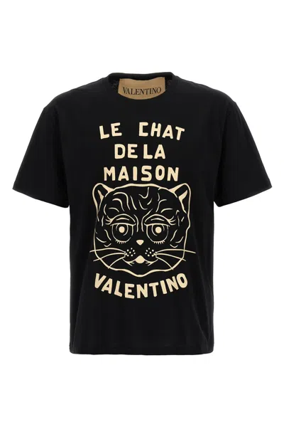 Valentino Chat De La Maison Cotton T-shirt In Black