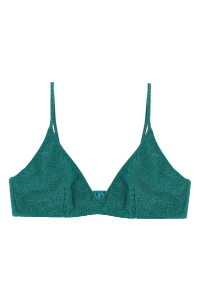Mc2 Saint Barth Paloma Lurex Triangle Bikini Top In Green