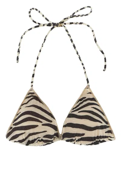 Mc2 Saint Barth Zebra-print Triangle Bikini Top In Gray