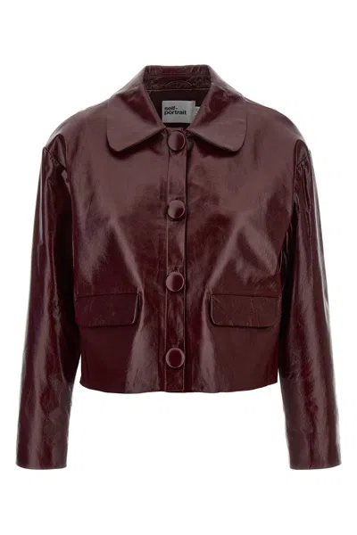 Self-portrait Faux Leather Jacket In Brown
