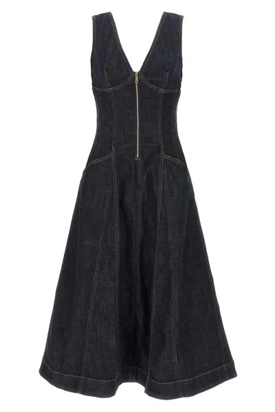 Self-portrait Self Portrait Denim Midi Dress In Black