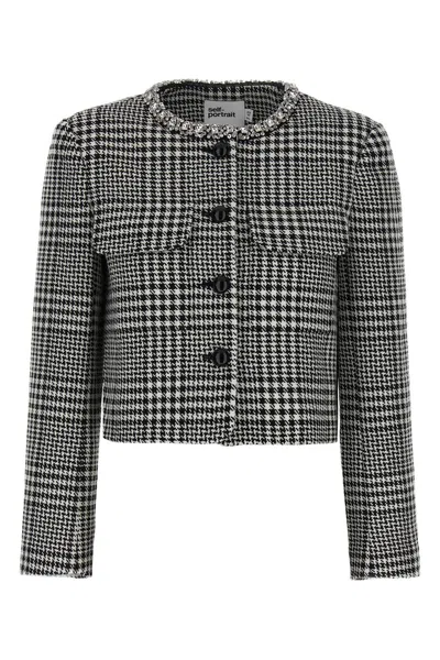 Self-portrait Houndstooth Wool Blend Jacket
