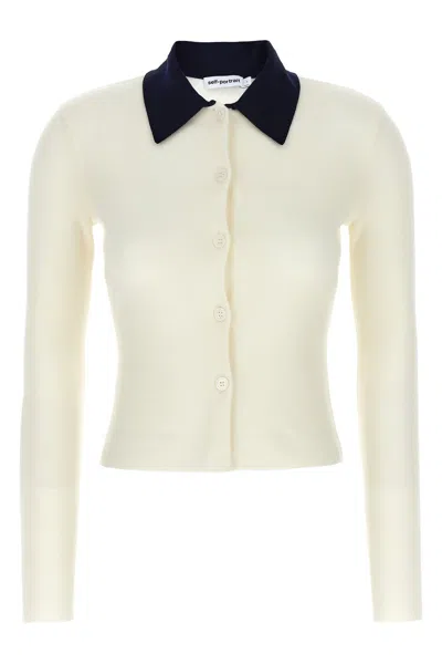 Self-portrait Self Portrait 'cream Merino Wool' Cardigan In White