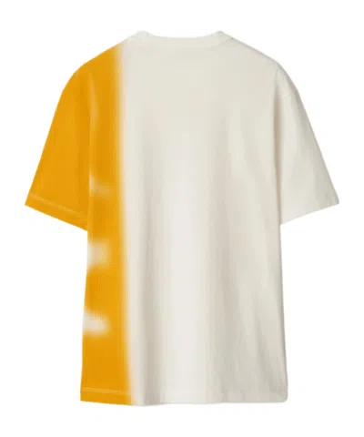 Burberry Ekd Two-tone Crew Neck Cotton T-shirt In White