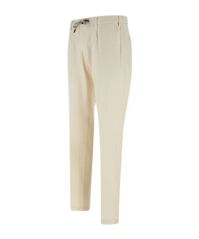 Eleventy Drawstring-waist Tapered Trousers In Neutral