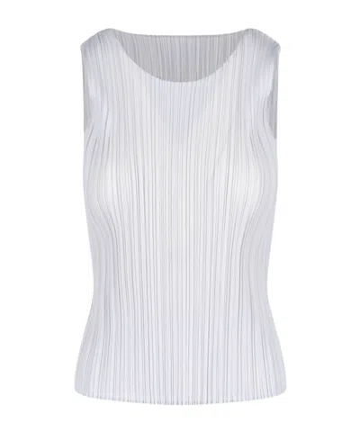 Issey Miyake Womens Light Grey Slim-fit Sleeveless Knitted Top
