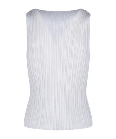 Issey Miyake Womens Light Grey Slim-fit Sleeveless Knitted Top