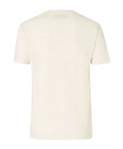 Fendi Beige Cotton And Linen T-shirt With Logo In Neutral