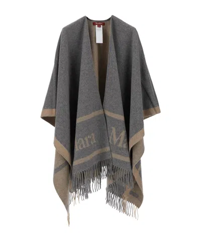 Max Mara Grey Jacquard Wool Hilde Poncho