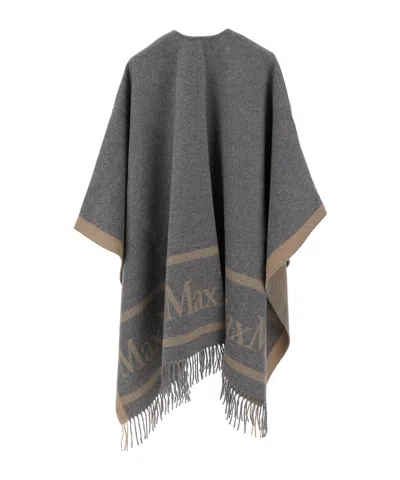 Max Mara Grey Jacquard Wool Hilde Poncho