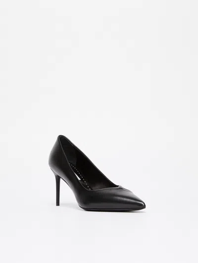 Max Mara Minimalist Leather Highheels In Black