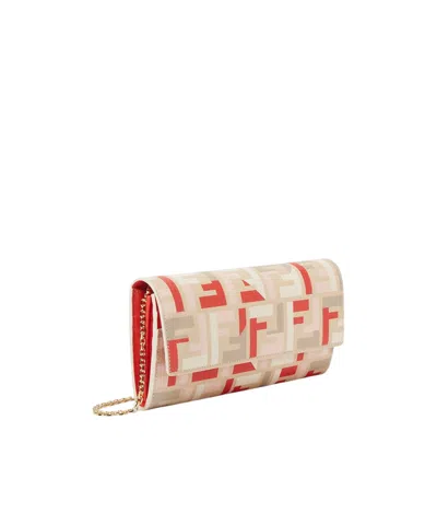 Fendi Pouch Continental Con Catena In Tessuto Ff
