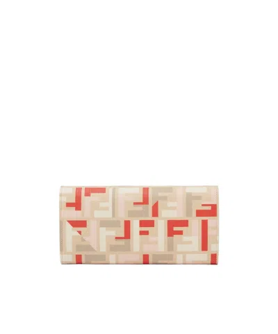 Fendi Pouch Continental Con Catena In Tessuto Ff