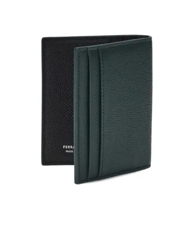 Ferragamo Leather Card Holder In Black