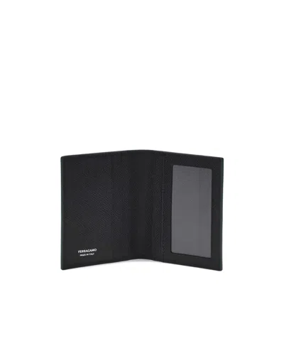 Ferragamo Leather Card Holder In Black
