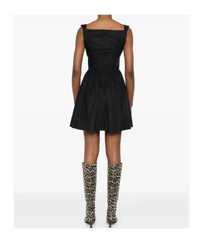 Vivienne Westwood Sunday Black Sleeveless Mini Dress With Corset Bodice And Orb Embroidery On The Front In Cotton Woma
