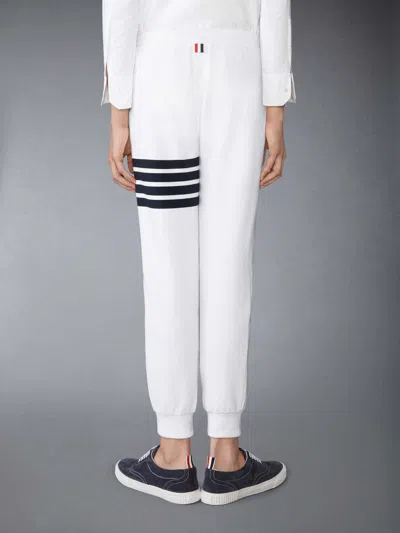 Thom Browne Cotton Sweatpants With Signature Stripe Detail In White