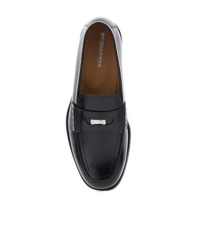 Dsquared2 Black Loafers With Logo Plaque On The Front