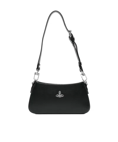 Vivienne Westwood Tasha Shoulder Phone Bag Faux Leather Black-3d-orb