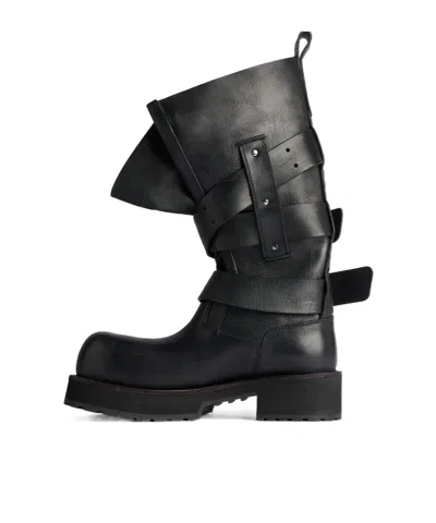 Balenciaga Venom Buckle-strap Leather Boots In Black