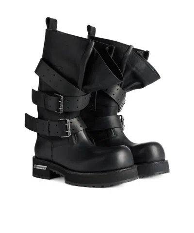 Balenciaga Venom Buckle-strap Leather Boots In Black