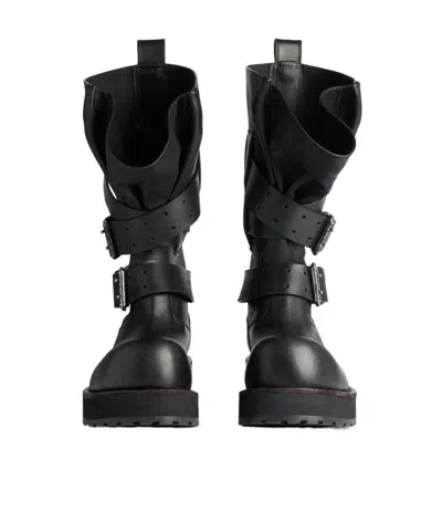 Balenciaga Venom Buckle-strap Leather Boots In Black