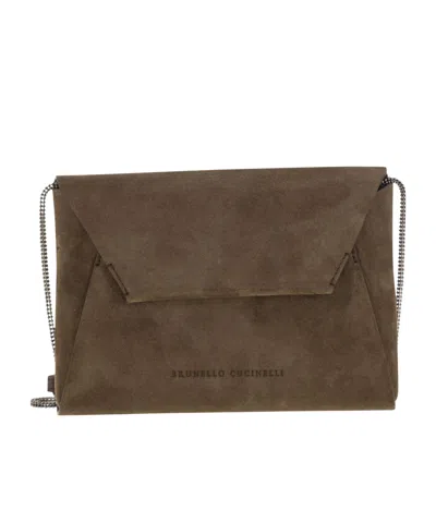 Brunello Cucinelli Mini Bag With Chain Strap And Envelope Design In Brown