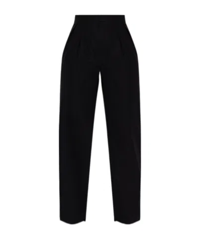 Max Mara Carrot Cotton Pants In Black