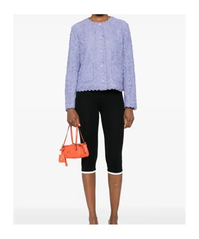 Etro Scalloped Corded Lace Jacket In Blue