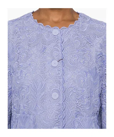 Etro Scalloped Corded Lace Jacket In Blue