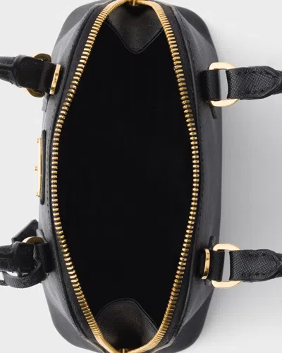 Prada Zip-up Top Handle Bag In Black