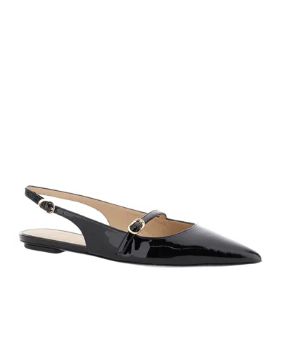 Stuart Weitzman Emilia Patent Mary Jane Slingback Ballerina Flats In Black