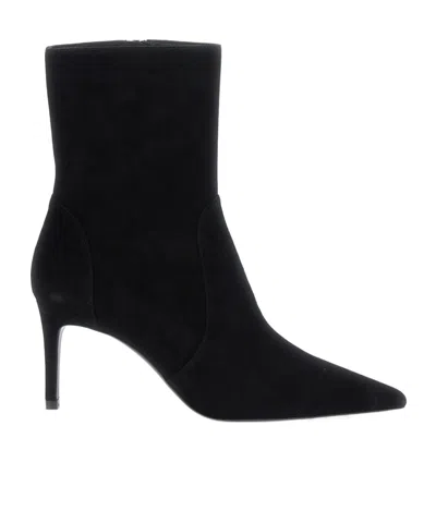Stuart Weitzman Black Ankle Boots With Stiletto Heel And Zip Closure On The Side In Suede Woman