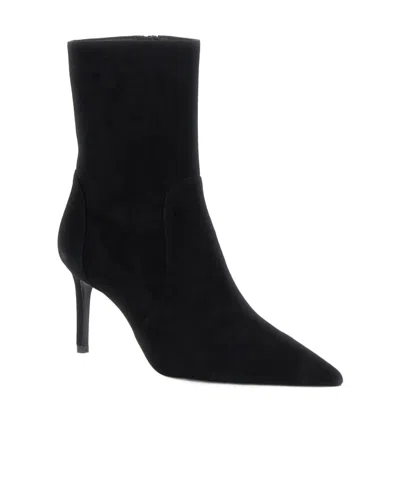 Stuart Weitzman Black Ankle Boots With Stiletto Heel And Zip Closure On The Side In Suede Woman
