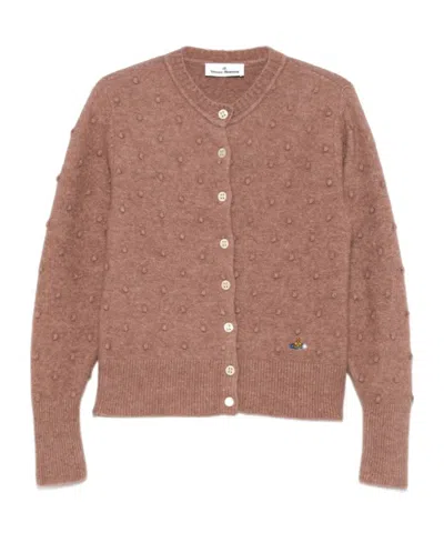 Vivienne Westwood Mens Blush Rubina Orb-embroidery Stretch-wool Blend Cardigan In Pink