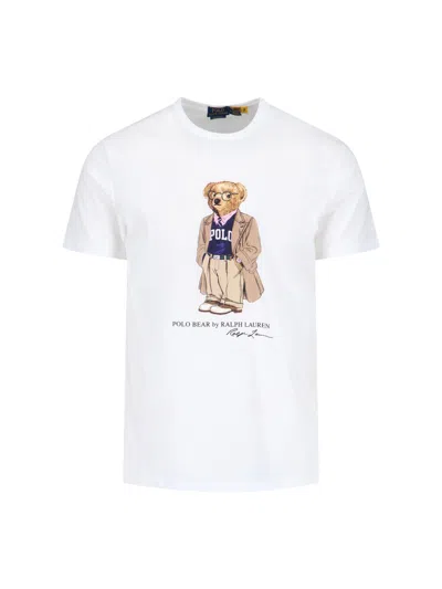 Polo Ralph Lauren White Polo Bear T-shirt Custom Slim-fit