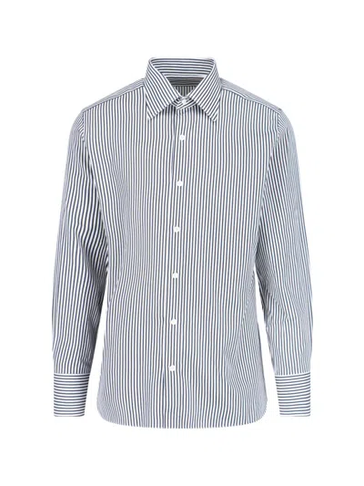 Tom Ford Striped Pattern Button-down Collar Long Sleeves Shirt In Multi