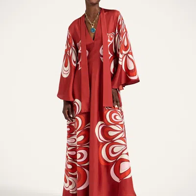 La Doublej La Double J Magnifico Printed Silk-twill Dress In Burgundy