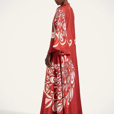 La Doublej La Double J Magnifico Printed Silk-twill Dress In Burgundy