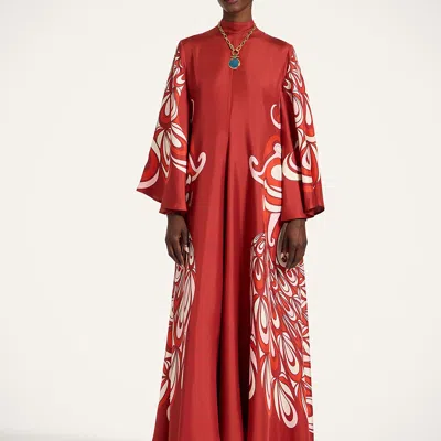 La Doublej La Double J Magnifico Printed Silk-twill Dress In Burgundy