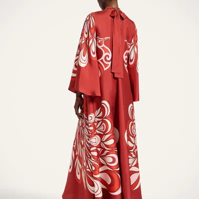 La Doublej La Double J Magnifico Printed Silk-twill Dress In Burgundy