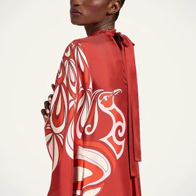 La Doublej La Double J Magnifico Printed Silk-twill Dress In Burgundy