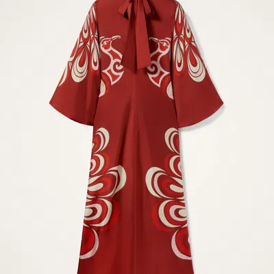 La Doublej La Double J Magnifico Printed Silk-twill Dress In Burgundy