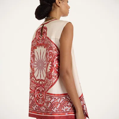 La Doublej La Double J San Carlo Printed Silk-twill Top In Brown