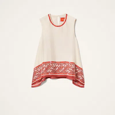 La Doublej La Double J San Carlo Printed Silk-twill Top In Brown