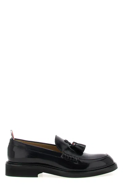Thom Browne Shiny Round Toe Loafers With Tassel Detail In Black